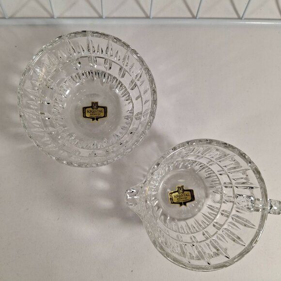New Genuine Kristal Zajecar Vintage 24% Lead Crystal Cream & Sugar Set - Picture 3 of 6